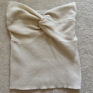 Beige knot front tube top